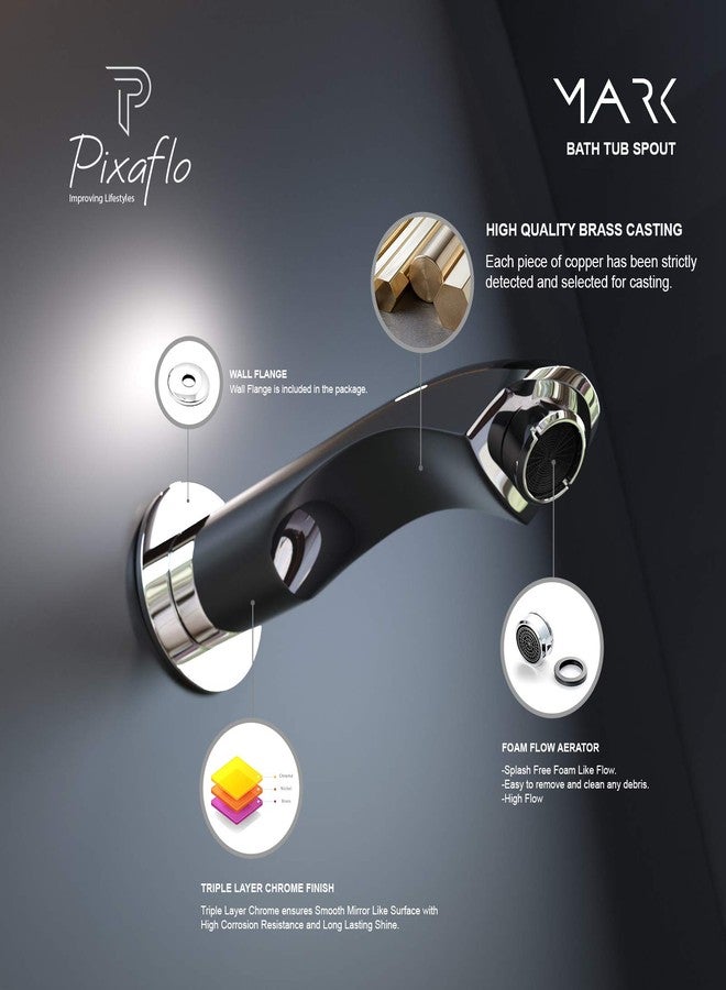 Pixaflo Mark Brass Chrome Finish Bath Tub Spout with Wall Flange (Silver) - Image 3